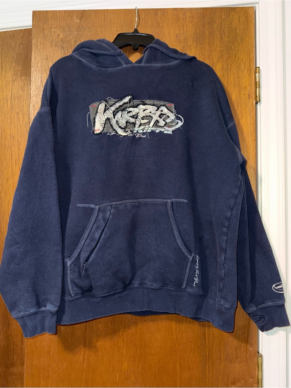 Kirra Navy Graphic Crewneck Hoodie Sweater - Men
